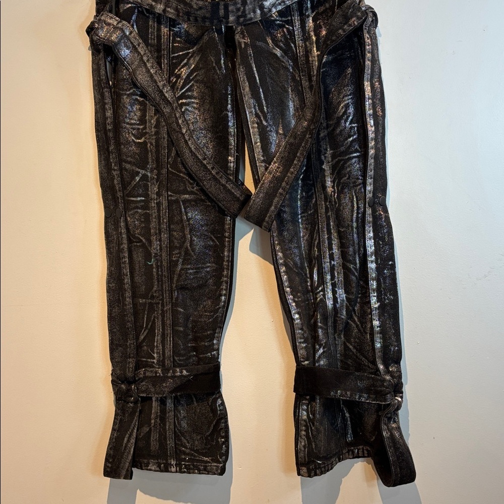 SRRY SORA Mainline Bondage Jeans  Black Silver Coated Denim Luxury Avant Gard 28 - Picture 2 of 14